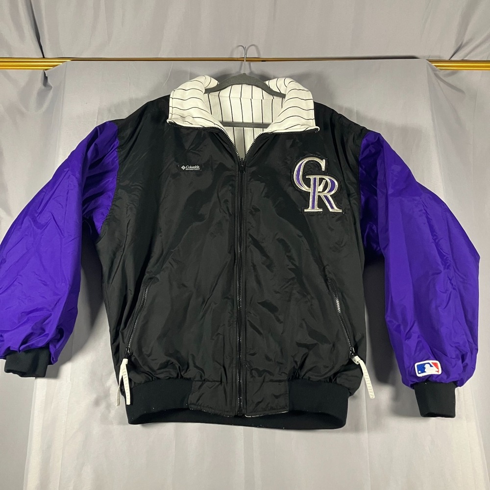 Columbia Colorado Rockies Men's‎ Large Reversible MLB Jacket Purple Black Nylon